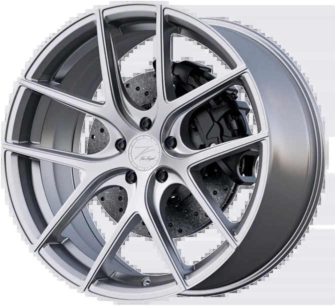 Silberne Monoblock-Felge mit Y-Speichen