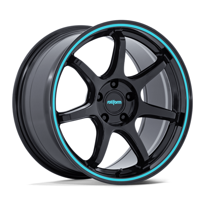 Rotiform BPU Gloss Black Teal Stripe